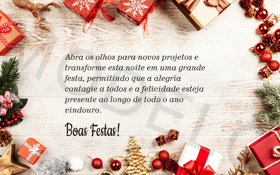 Abra os olhos para novos projetos e transforme esta noite em uma grande festa, permitindo que a alegria contagie a todos e a felicidade esteja presente ao longo de todo o ano vindouro.

Boas Festas!
