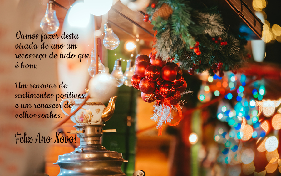 Vamos fazer desta virada de ano um recomeço de tudo que é bom.

Um renovar de sentimentos positivos, e um renascer de velhos sonhos.

Feliz Ano Novo!
