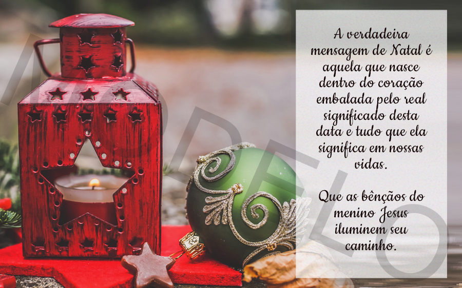 A verdadeira mensagem de Natal é aquela que nasce dentro do coração embalada pelo real significado desta data e tudo que ela significa em nossas vidas.

Que as bênçãos do menino Jesus iluminem seu caminho
